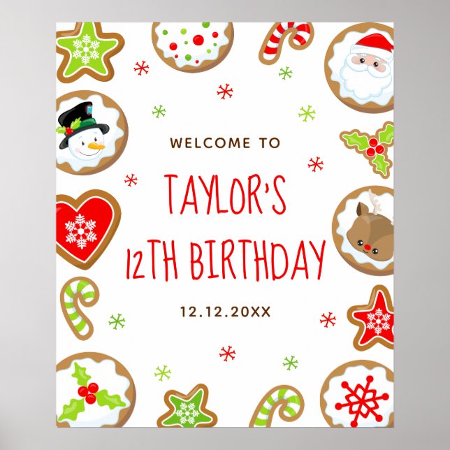 Affiche Christmas Cookies Birthday Red Green Welcome Sign (Devant)