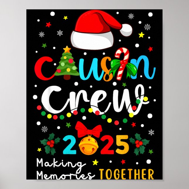Affiche Christmas Cousin Crew 2025 Santa Kids Men Women Fa (Devant)
