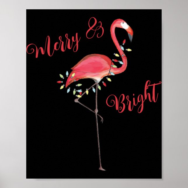 Affiche Christmas Cute Nk Flamingo String Lights T Shirt  (Devant)