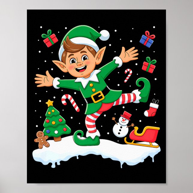 Affiche Christmas Dabbing Elf Tree Lights Boys Kids Dab Xm (Devant)
