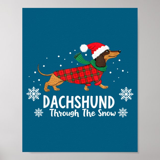 Affiche Christmas Dachshund Through The Snow Wiener Dog Sa (Devant)