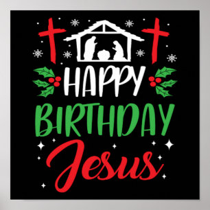 Affiche Christmas Day Happy Birthday Jesus Holiday Gift