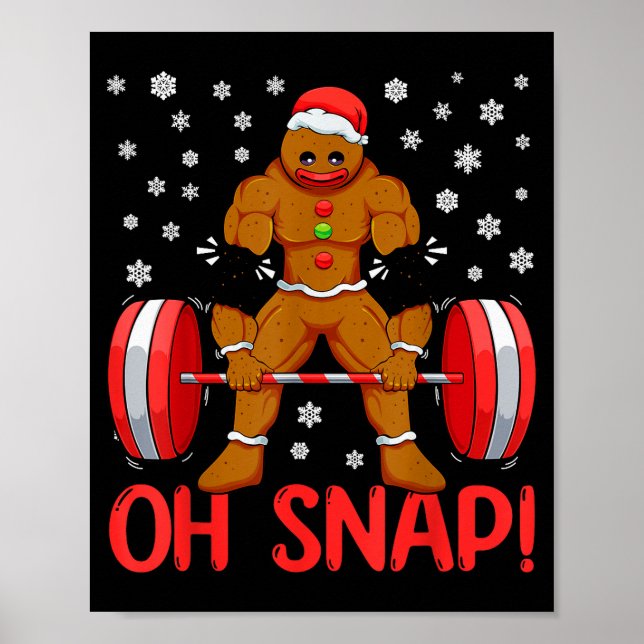 Affiche Christmas Deadlifts Workout Oh Snap Gingerbread Ma (Devant)