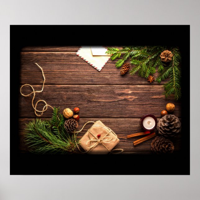 Affiche Christmas Decoration with Barn Wood and Pine (Devant)