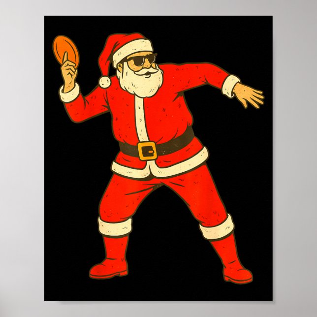 Affiche Christmas Disc Golf Vintage Funny Santa Xmas  (Devant)