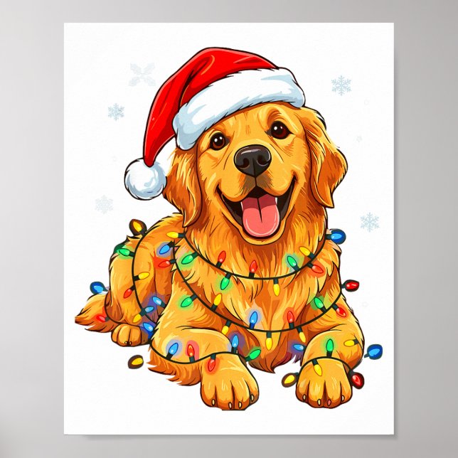 Affiche Christmas Dog Golden Retriever Lights Xmas  (Devant)