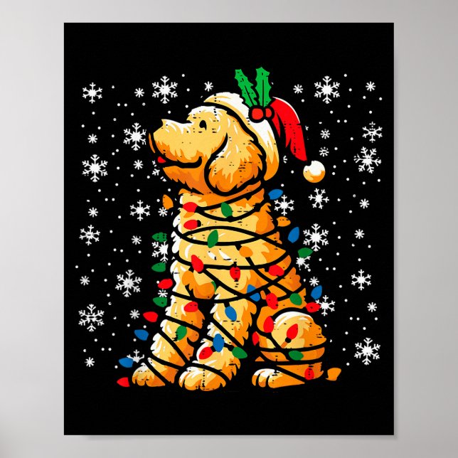 Affiche Christmas Dog Goldendoodle Santa Cute Xmas Men Wom (Devant)
