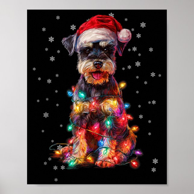 Affiche Christmas Dog Schnauzer Santa Xmas Women Men Kids  (Devant)