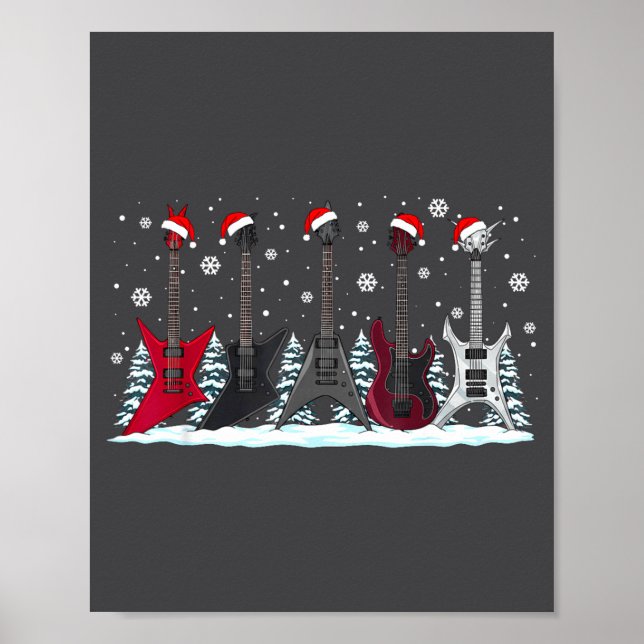Affiche Christmas Electric Guitars Metalhead Guitarist Xma (Devant)