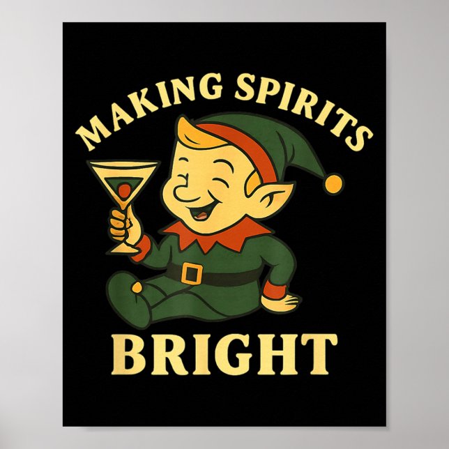 Affiche Christmas Elf Martini Funny Alcohol Saying Srits B (Devant)