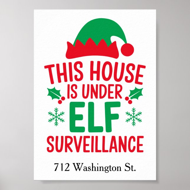 Affiche Christmas Elf Surveillance Ajouter Votre Adresse P (Devant)