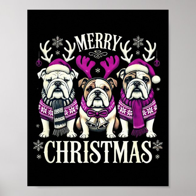 Affiche Christmas English Bulldog Mom English Bulldog Chri (Devant)