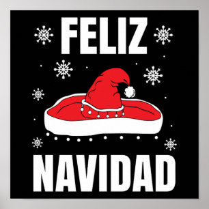 Affiche Christmas Feliz Navidad Santa Sombrero Funny Gift