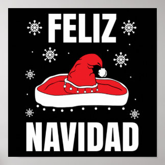 Affiche Christmas Feliz Navidad Santa Sombrero Funny Gift