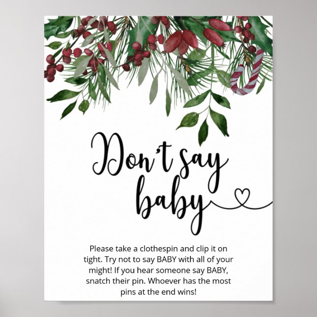 Affiche Christmas floral Don't say baby (Devant)