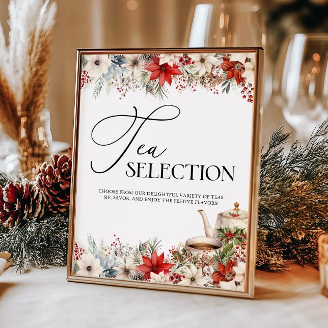 Affiche Christmas Floral Holiday Tea Party Tea Selection (Créateur téléchargé)