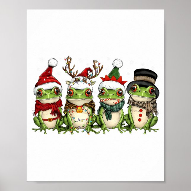 Affiche Christmas Frog Crew Santa Elf Reindeer Xmas Lights (Devant)