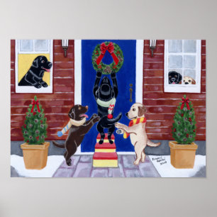 Affiche Christmas Fun Labradors Artwork
