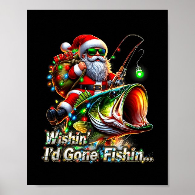 Affiche Christmas Funny Fish Santa Fishing Merry Fishmas  (Devant)