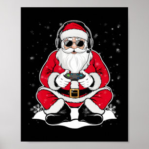 Affiche Christmas Gamer Boys Ado Video Game Père Noël Xmas