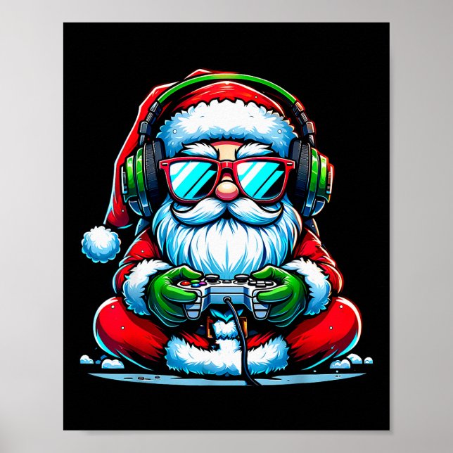 Affiche Christmas Gamer Boys Video Game Santa Xmas  (Devant)