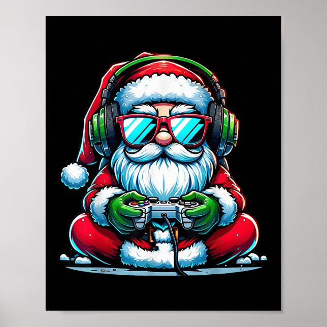 Affiche Christmas Gamer Boys Video Game Santa Xmas  (Devant)
