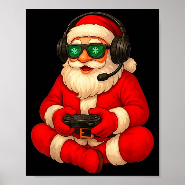 Affiche Christmas Gamer Santa Video Game Gaming Boys Men K (Devant)