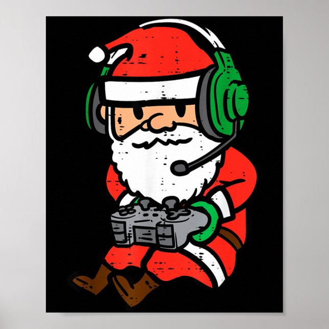 Affiche Christmas Gamer Santa Xmas Gaming Men Boys Kids Yo (Devant)