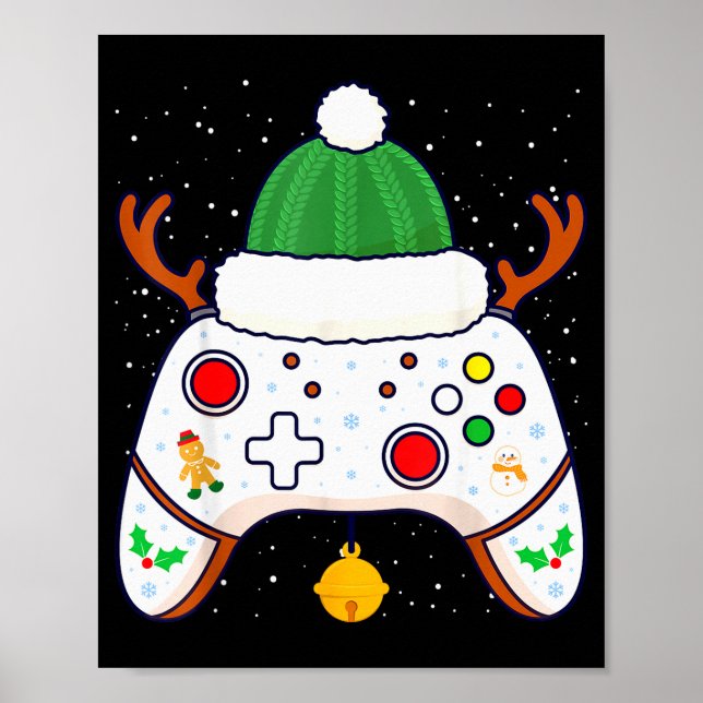 Affiche Christmas Gamer Video Game Controller Gamepad  (Devant)