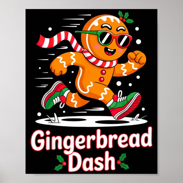 Affiche Christmas Gingerbread Dash Running Runner Xmas Mar (Devant)