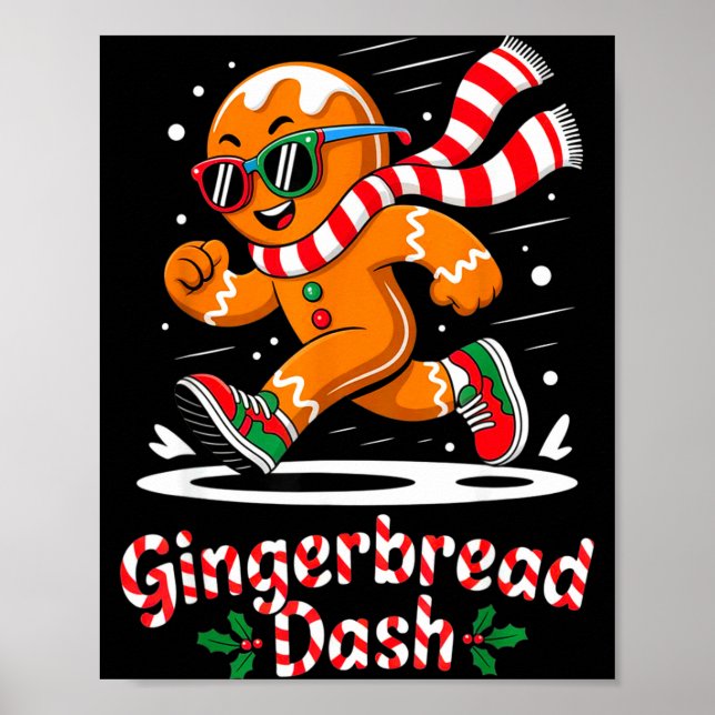 Affiche Christmas Gingerbread Dash Running Runner Xmas Mar (Devant)