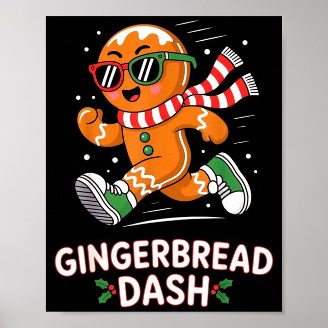 Affiche Christmas Gingerbread Dash Running Runner Xmas Mar (Devant)
