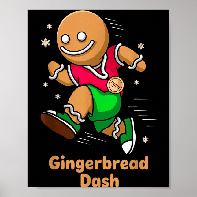Affiche Christmas Gingerbread Dash Running Runner Xmas Mar (Devant)