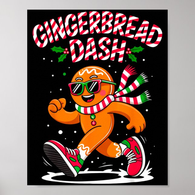 Affiche Christmas Gingerbread Dash Running Runner Xmas Mar (Devant)