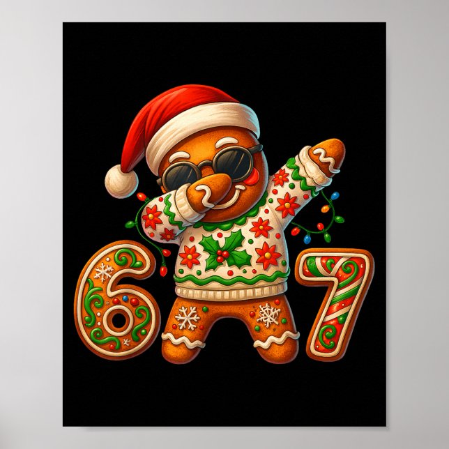 Affiche Christmas Gingerbread Six Seven 67 Meme Xmas Slang (Devant)