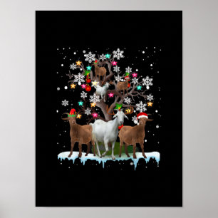 Affiche Christmas Goat On Tree Santa Goat Lover's