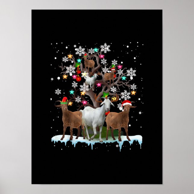 Affiche Christmas Goat On Tree Santa Goat Lover's (Devant)