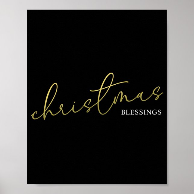 Affiche Christmas Gold Calligraphy Script Modern Blessings (Devant)