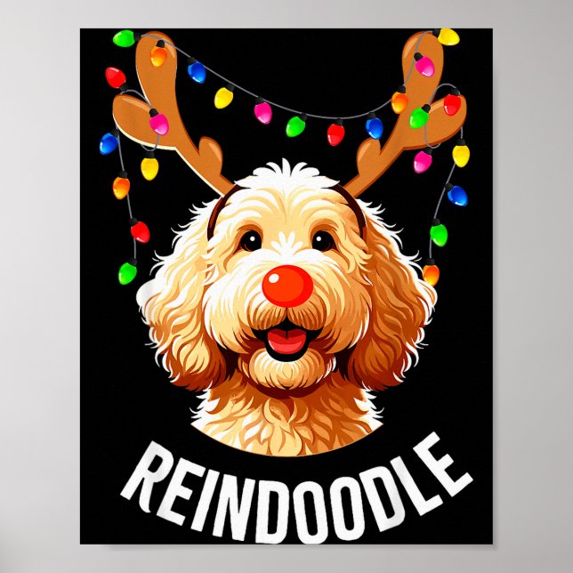 Affiche Christmas Goldendoodle Reindeer Doodle Dog Reindoo (Devant)