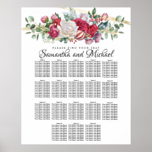 Affiche Christmas Greenery Wedding 18-Table Seating Chart