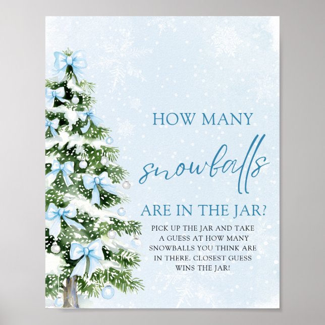 Affiche Christmas Guess How Many Snowballs Baby Shower  (Devant)