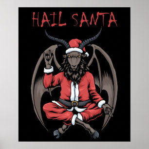 Affiche Christmas Hail Père Noël Satanisme Goat Baphomet