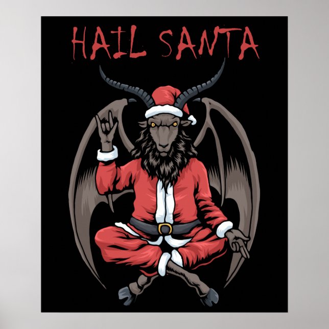 Affiche Christmas Hail Père Noël Satanisme Goat Baphomet (Devant)