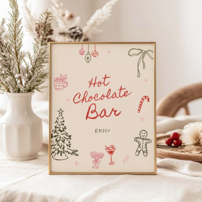 Affiche Christmas Hand Drawn Hot Chocolate Bar (Créateur téléchargé)