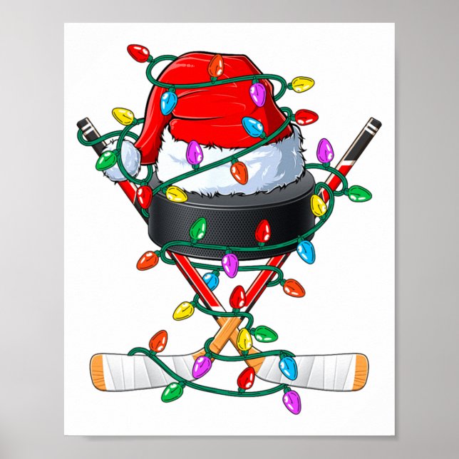 Affiche Christmas Hockey Xmas Santa Srts Hat Ball Kids B  (Devant)