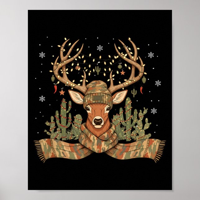 Affiche Christmas Holiday Camo Hunting Reindeer Deer Xmas  (Devant)