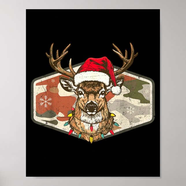 Affiche Christmas Holiday Camo Hunting Reindeer Deer Xmas  (Devant)