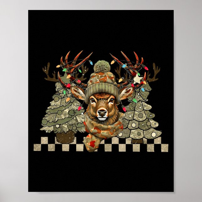 Affiche Christmas Holiday Camo Hunting Reindeer Deer Xmas  (Devant)