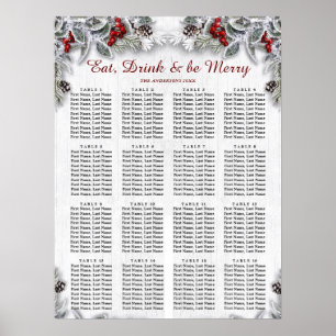Affiche Christmas Holly Berry 16 Tables SEATING CHART