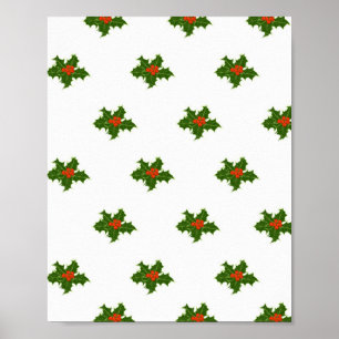 Affiche Christmas Holly Motif   